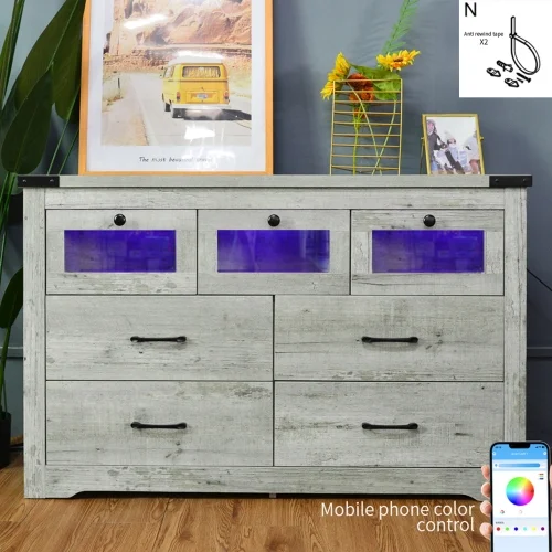 Living Room Sideboard Storage Cabinet with LED Light