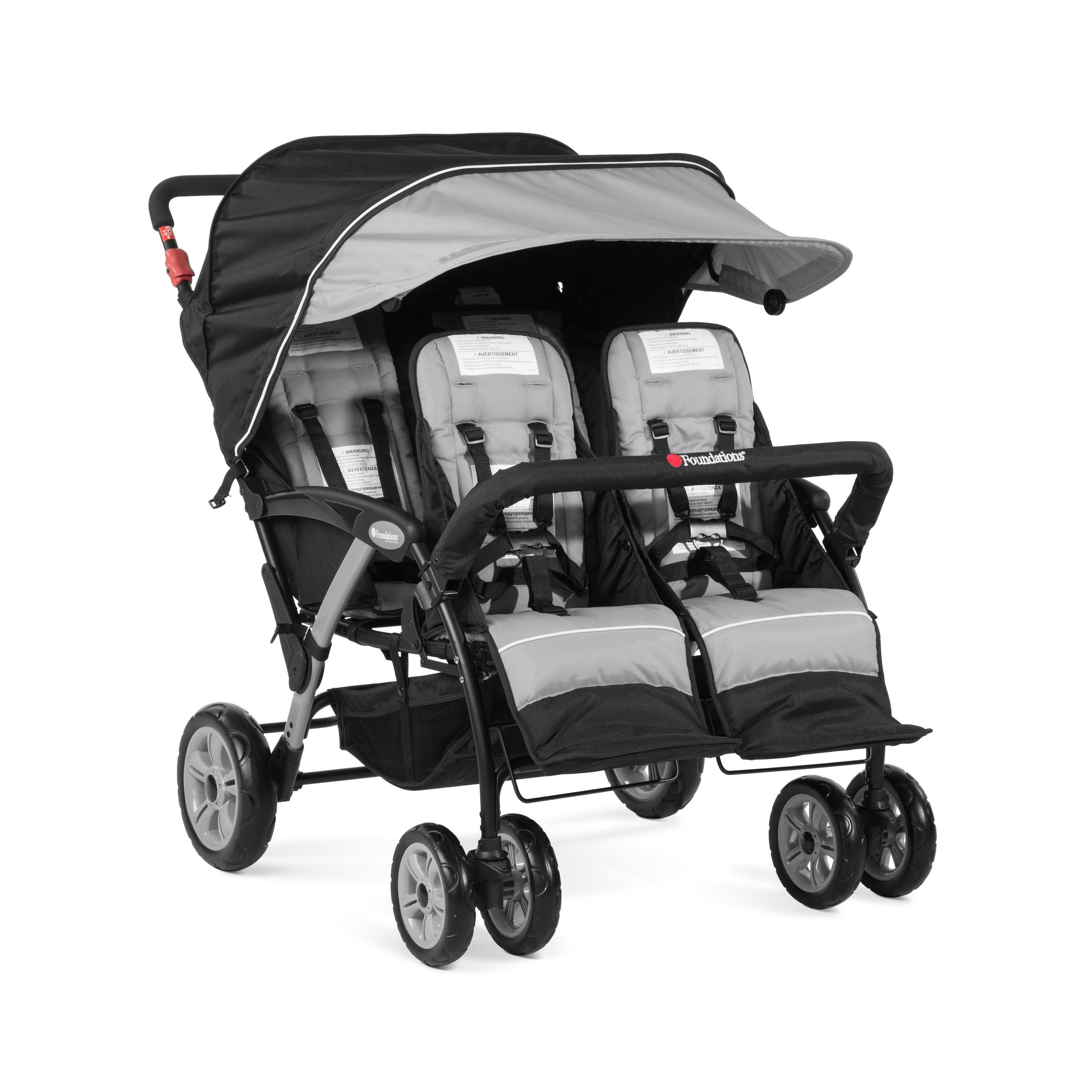 Foundations Quad Sport 4-Passenger Stroller (Gray/Black) - Avayadevconnect