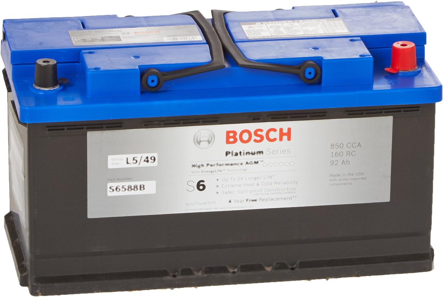 BOSCH S6588B S6 Flat Plate AGM Battery - Smart Home Appliances