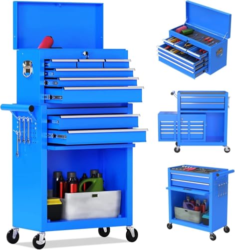 8-Drawer High Capacity Rolling Tool Chest, Removable Cabinet Storage Tool Box with Wheels and Drawers