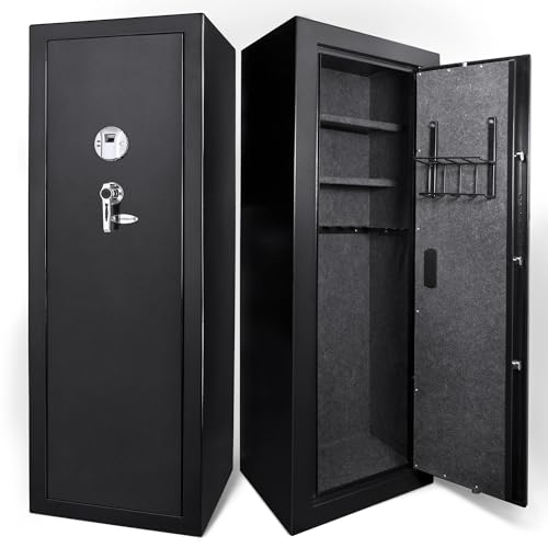 BARSKA Quick and Easy Access Biometric Fingerprint Rifle Shotgun Firearm Long Gun Safe for Home with Optional Silent Mode & Removable Shelf