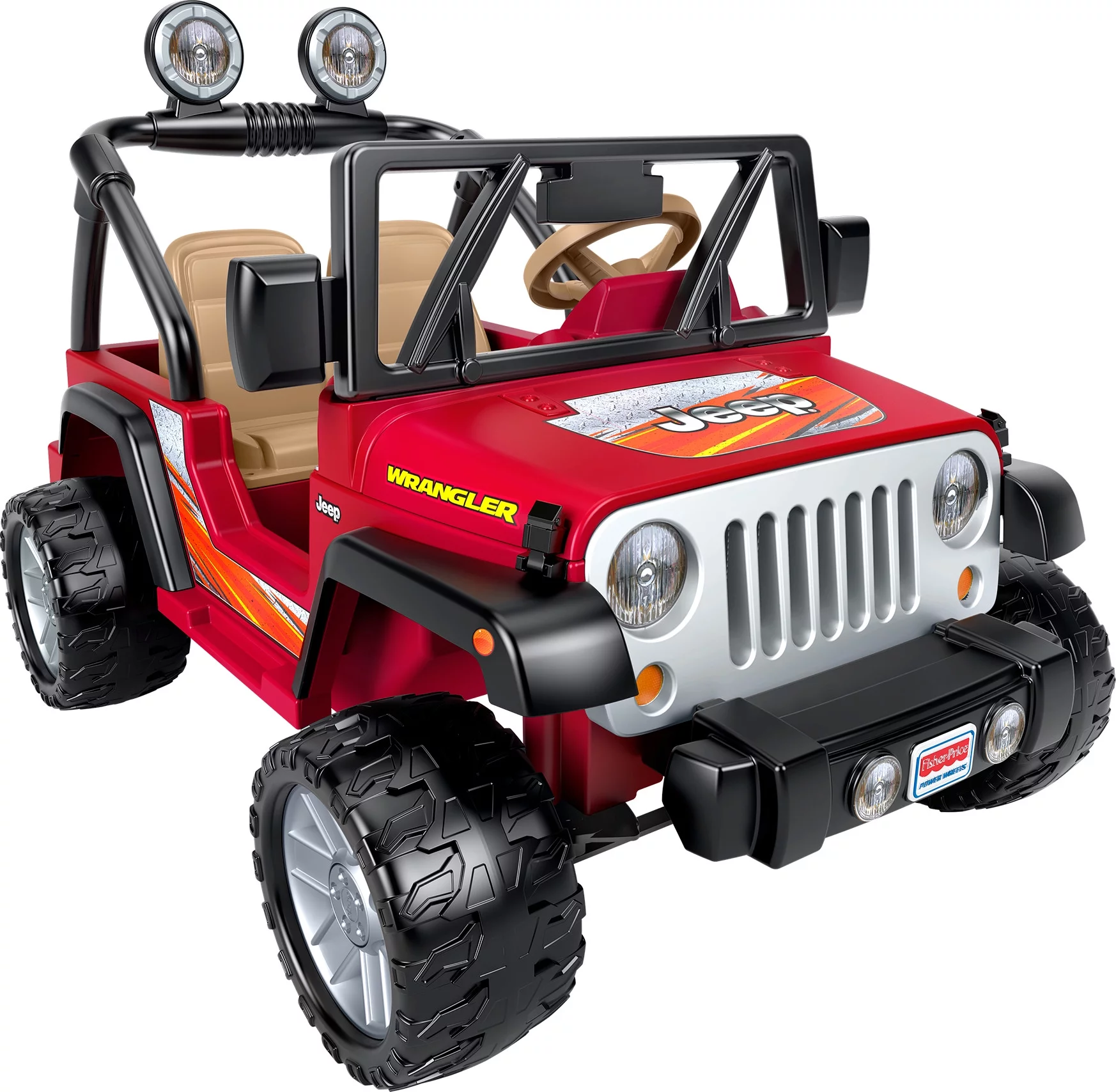 Power Wheels Jeep Wrangler 12-Volt Battery-Powered Ride-On Toy Vehicle with Charger, Seats 2, Red