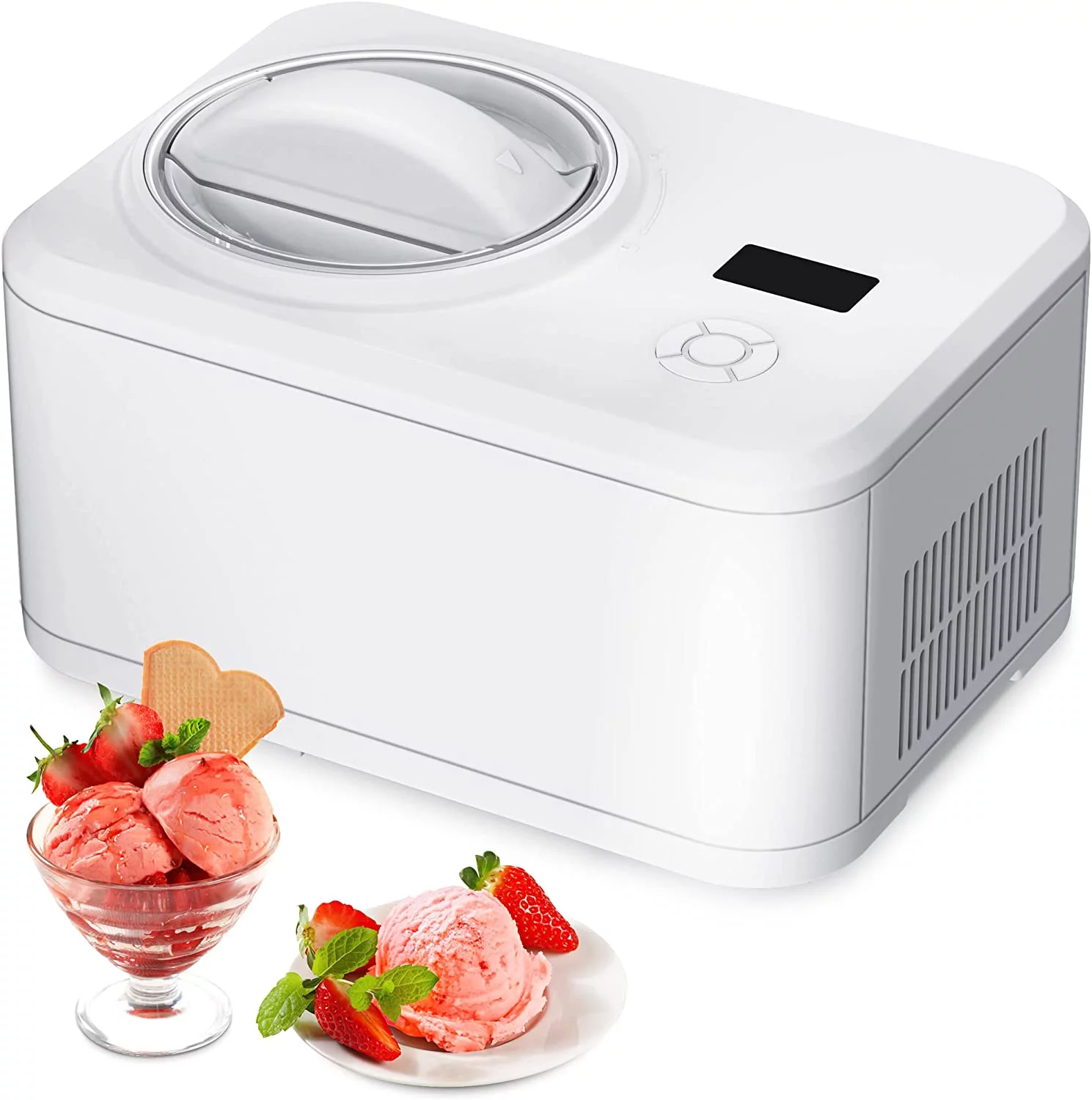 Auseo 1.5qt Ice Cream Maker with Compressor，Electric Automatic Ice Cream Machine,20lbs