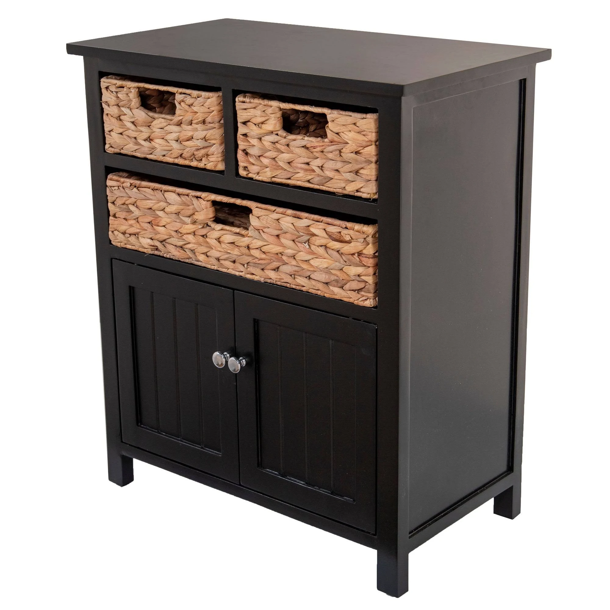 Black Wood Living Room Storage Cabinet (Black)