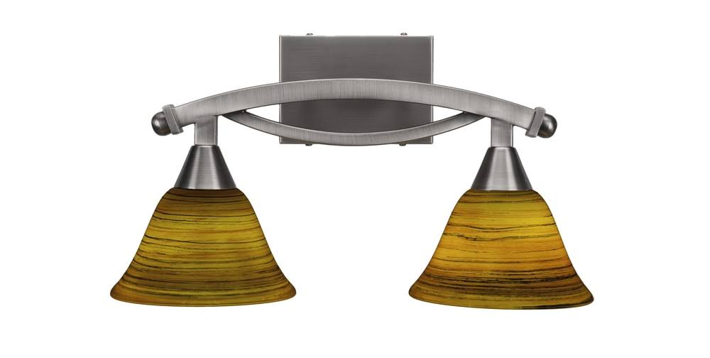 Toltec Lighting-172-BN-454-Bow - Two Light Bath Bar Brushed Nickel Finish with Firr Saturn Glass