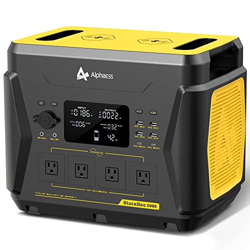 Portable Power Station 2203Wh, 1600W Solar Generator BlackBee 2000 w/4 AC Outlets, 15 Power Outlets, Fast Charging