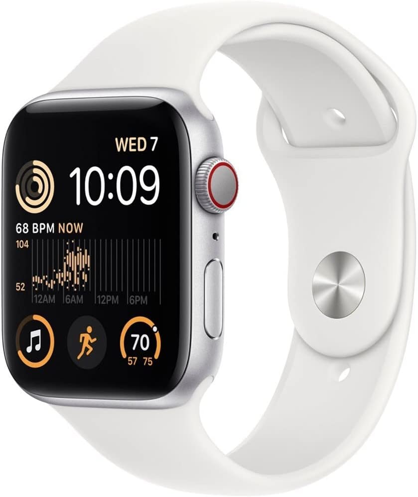 Apple Watch SE (2nd Gen) (GPS + Cellular, 40mm) - Silver Aluminum Case with White Sport Band, S/M (Renewed)