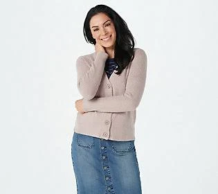 Barefoot Dreams CozyChic Lite Ribbed Button Front Cardi, Size X-Large, Faded Rose