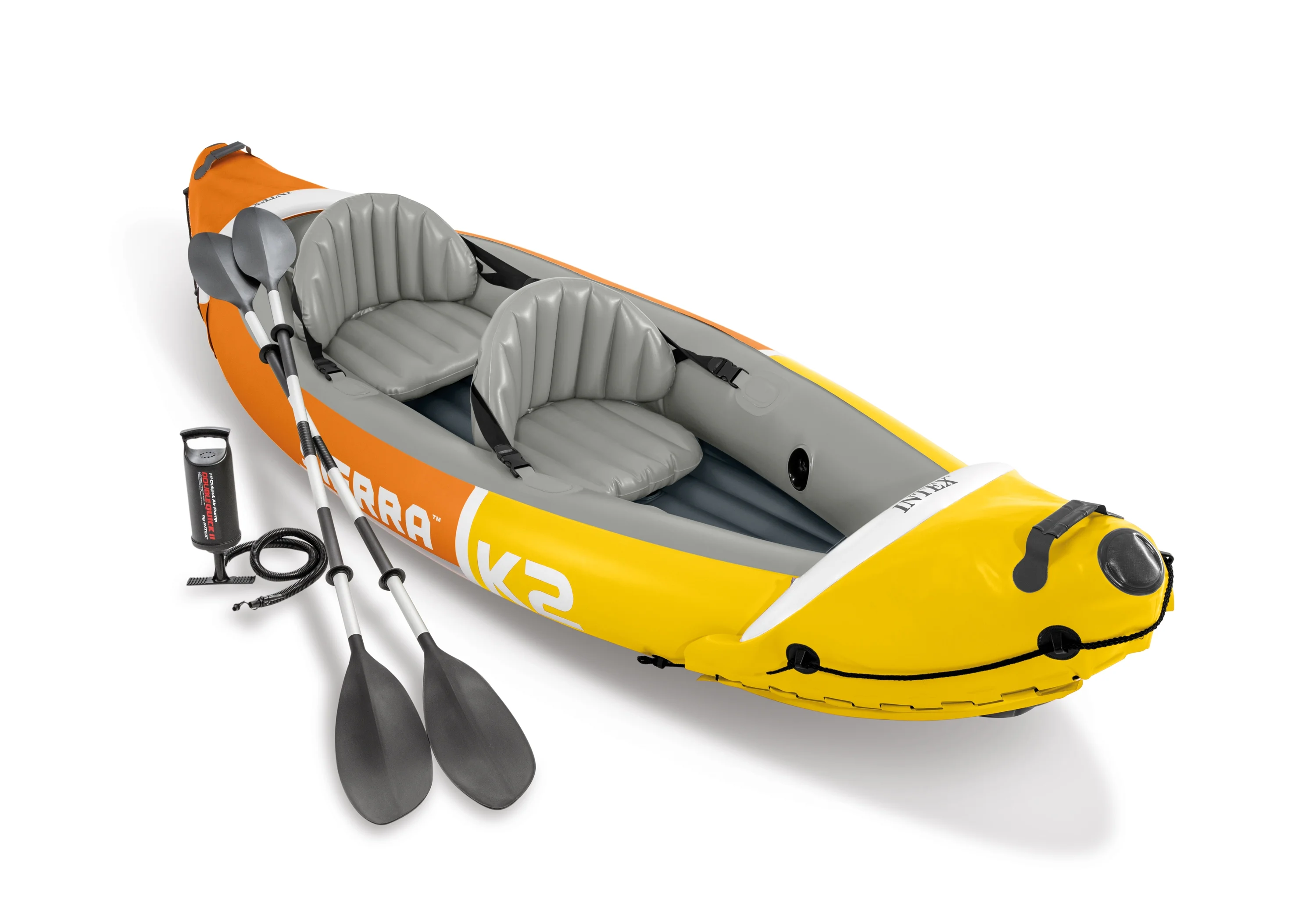 Intex Sierra K2 2-Person Inflatable Blow Up Fishing Kayak with Accessory Kit Oars and Hand Pump - Radiant Selections