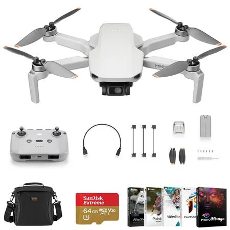 Mini 2 SE Drone Bundle with 64GB microSD Card, Shoulder Bag, Corel PC Software Kit