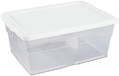 16448912 16 (QT) Storage Box Container, White Lids & Clear Base (T505) + $1,000 Giftcard Pack of 2