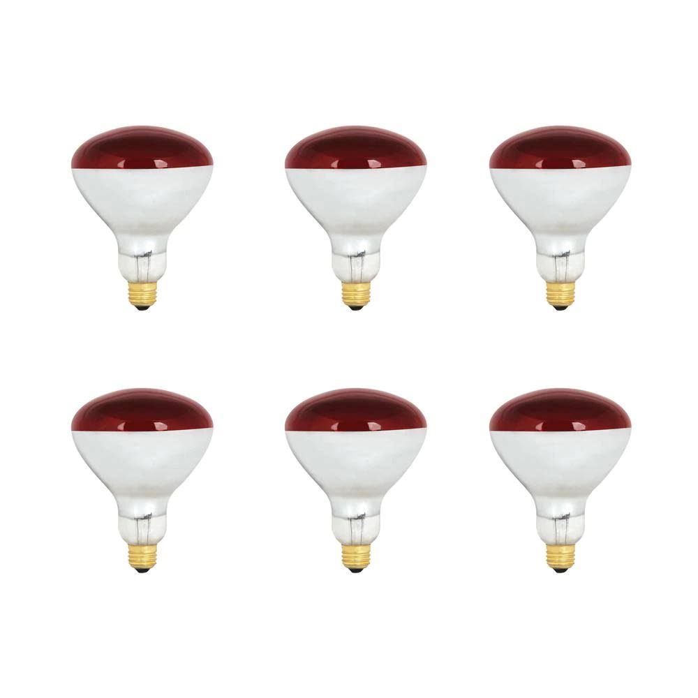 Feit Electric 250-Watt Red BR40 Dimmable Incandescent 120-Volt Infrared Heat Lamp Light Bulb (6-Pack)