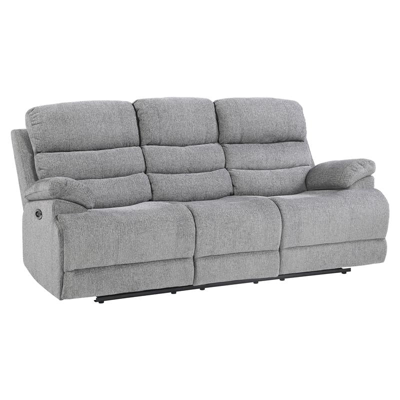 Lexicon Sherbrook Power Headrest Double Reclining Sofa with USB Port in Gray
