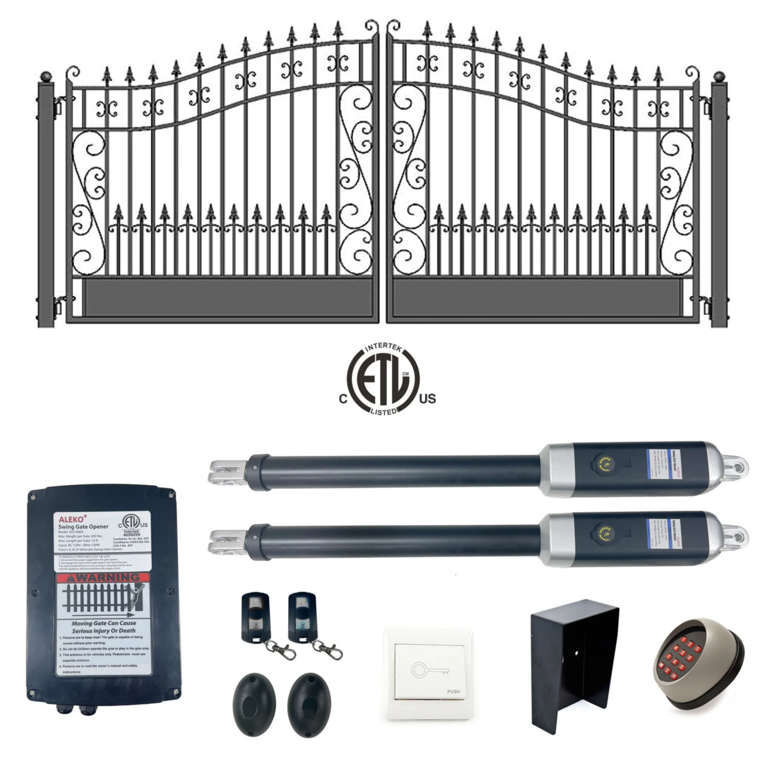 ALEKO Venice Style Dual Swing Steel Driveway Gate 14 ft with ETL Gate Opener - Curated Treasures Market