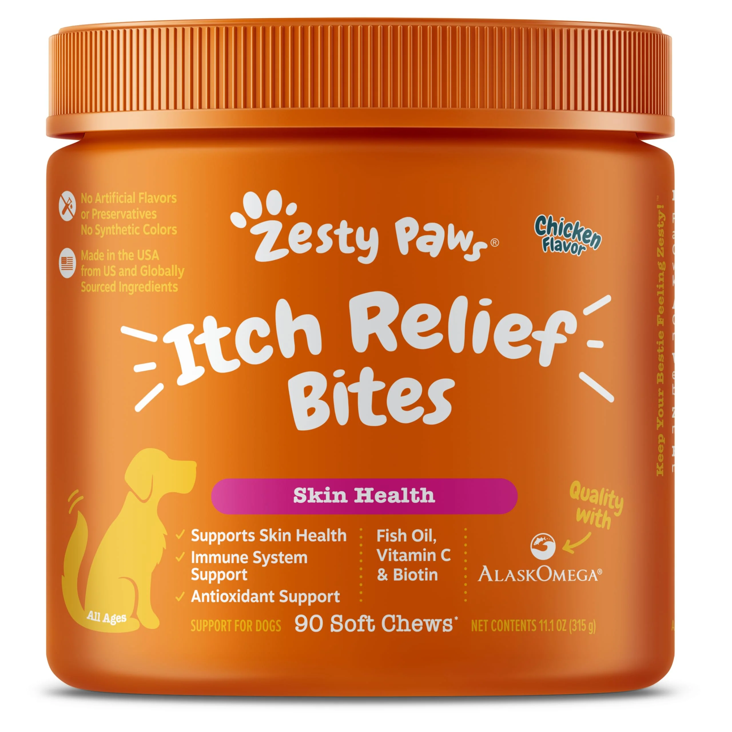 Zesty Paws Itch Relief for Dogs - for Itching Skin & Coat Health - Omega-3 Fish Oil with EPA & DHA