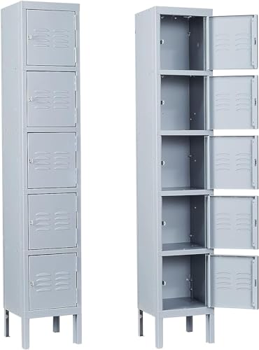 Metal Storage Locker, Metal Locker with 3 Doors, 66" Tall Steel Storage Lockers for Employees, Locker Storage Cabinets Organizer for School, Gym