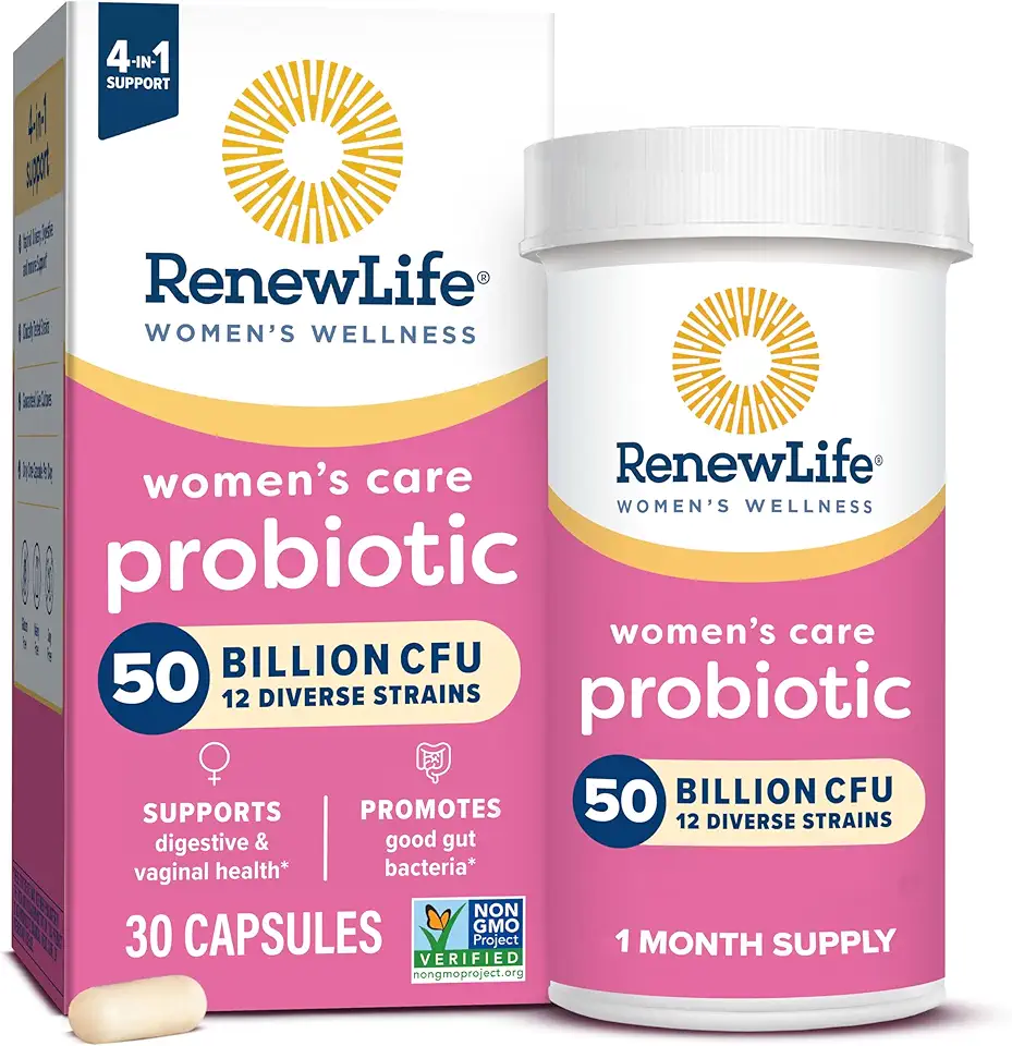 Renew Life Women's Probiotic Capsules, 50 Billion CFU Guaranteed, Supports pH Balance, Vaginal, Urinary, Digestive and Immune Health(2)