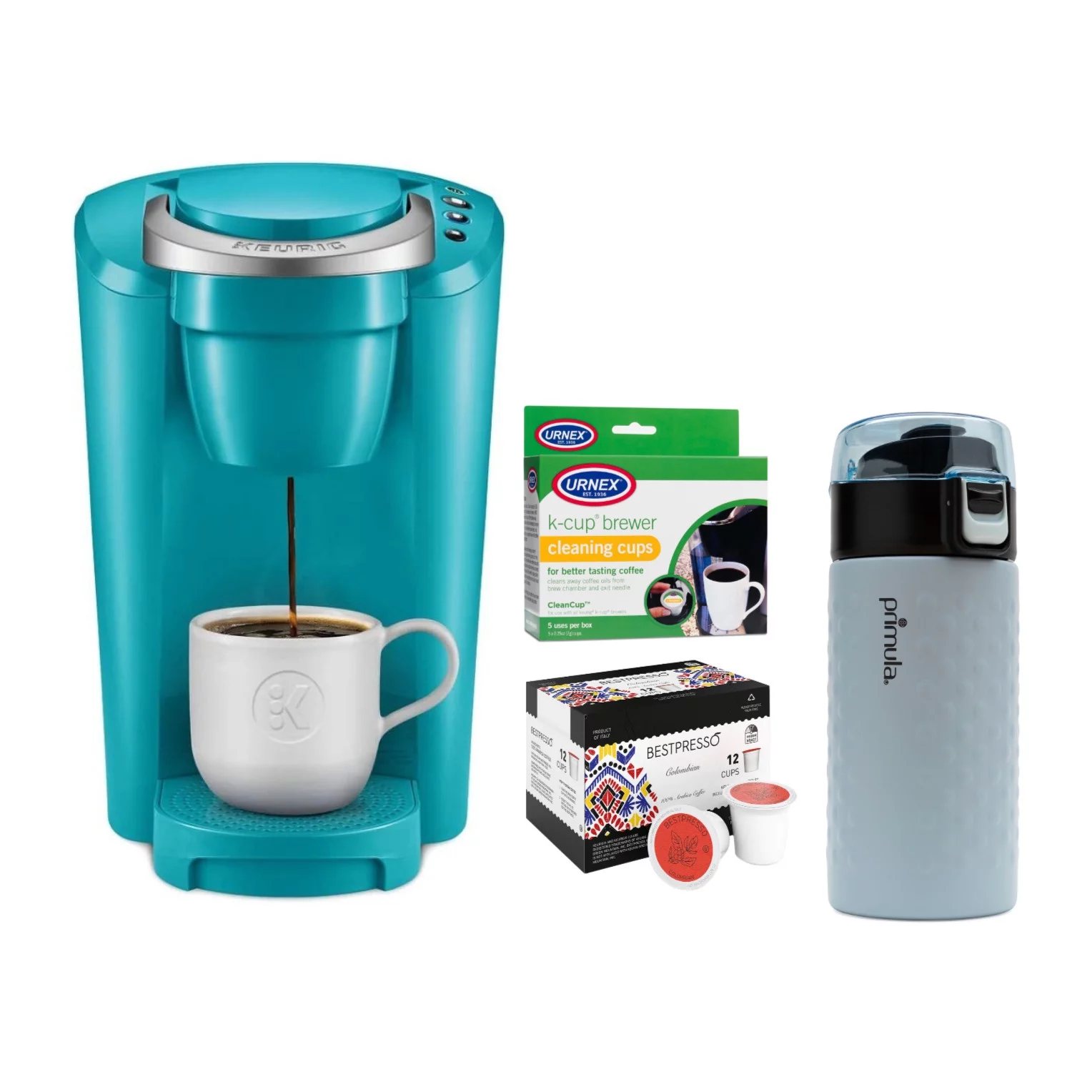Keurig K-Compact Single-Serve Coffee Maker (Turquoise) with Tumbler Bundle - Radiant Selections