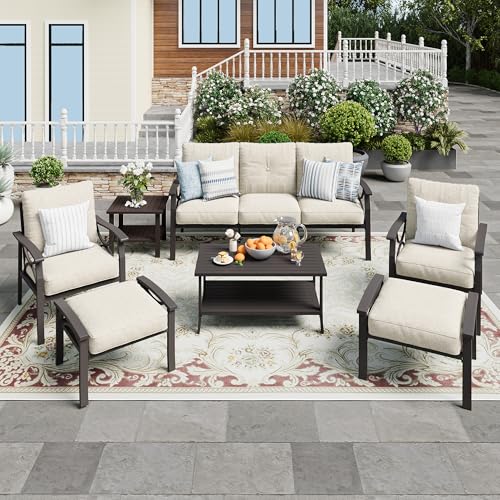 Wisteria Lane 5-Piece Outdoor Patio Furniture Set, Outdoor Metal Sectional Furniture with Cushions