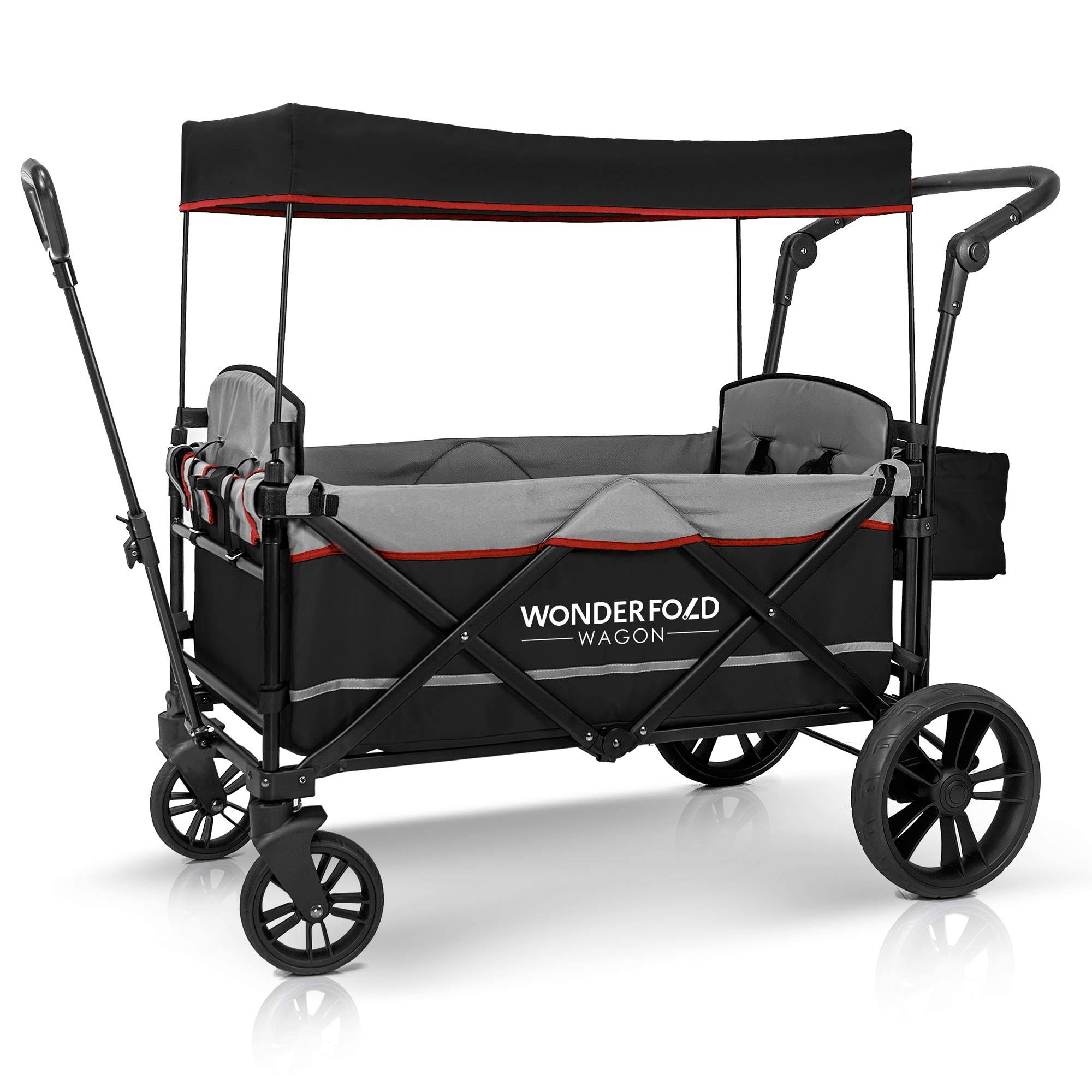 Wonderfold Wagon X2 Pull/Push Double Stroller Wagon Black