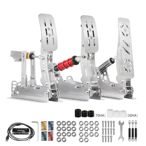 SIMSONN PRO Sim Racing Pedals PC Racing Simulator Pedals Pressure Sensor 200KG Load Cell Brake Pedal HE Hydraulic Pedal - Curved Panel