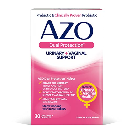AZO Dual Protection | Urinary + Vaginal Support* | Prebiotic Plus Clinically Proven Women's Probiotic | Starts Working Within 24 Hours | Non-GMO | 30