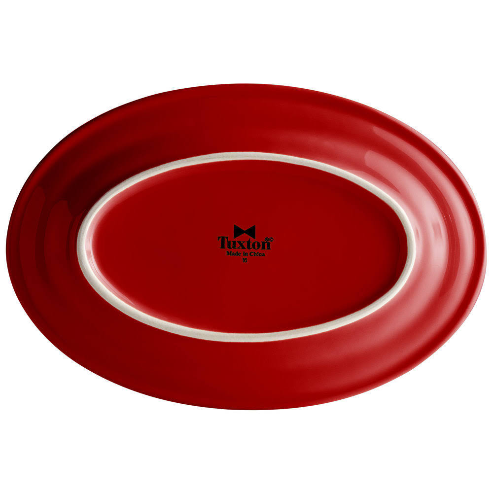 Tuxton China CQH-096 9.75 in. x 6.5 in. Concentrix Oval Platter - Cayenne