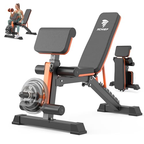 Adjustable Weight Bench - 1000LBS Heavy Duty Foldable Workout Bench Press with Leg Extension and Preacher Pad, Flat/Incline/Decline