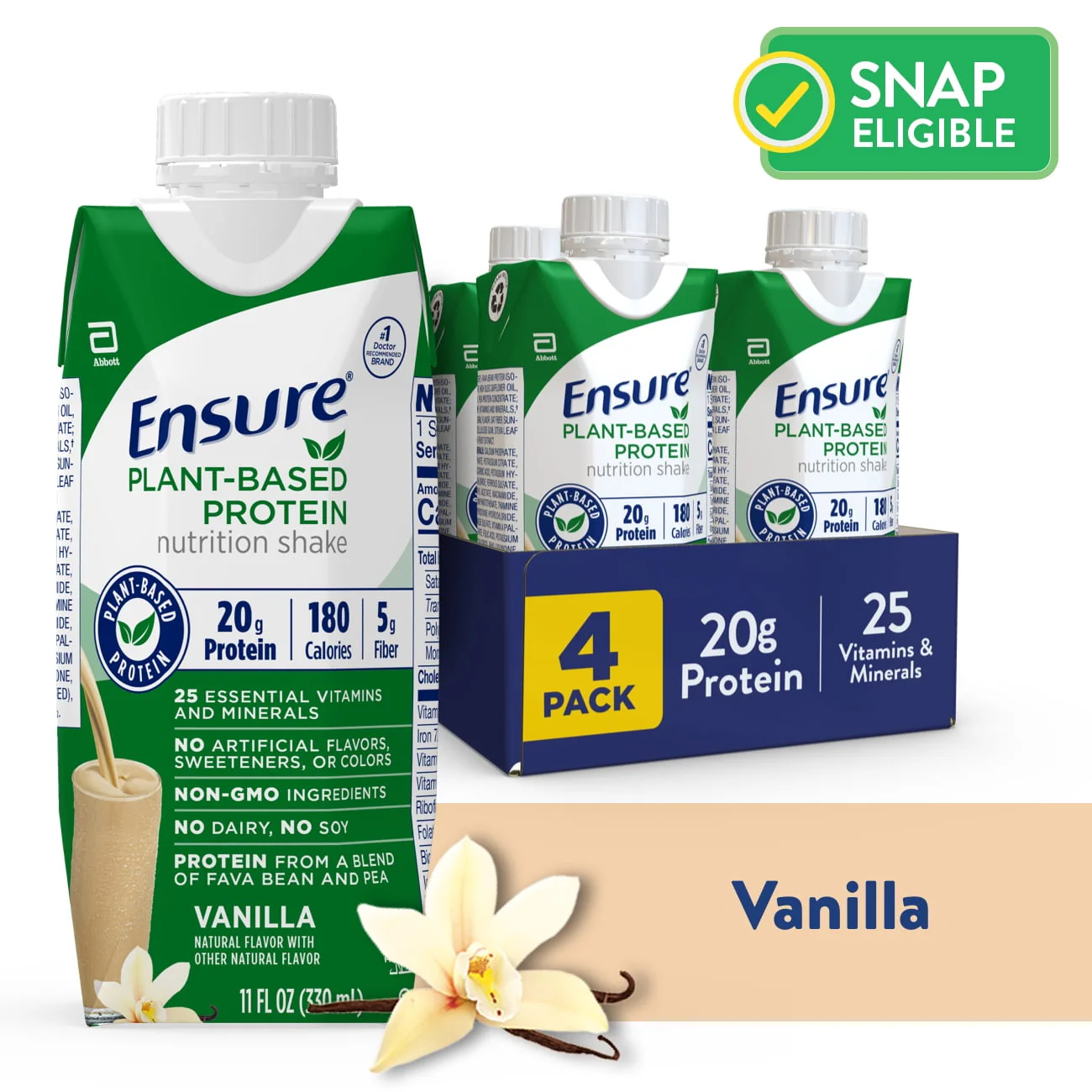Ensure Plant-Based Vegan Protein Vanilla Nutrition Shake | 12 Pack