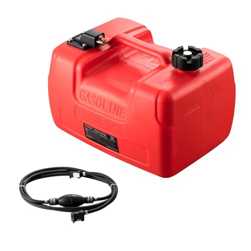 VEVOR Boat Marine Fuel Tank, 12 Gallon/55L, Portable Fuel Gas Tank for Outboard Engine Boats, Plastic Outboard Marine Boat Fuel Tank with Hose