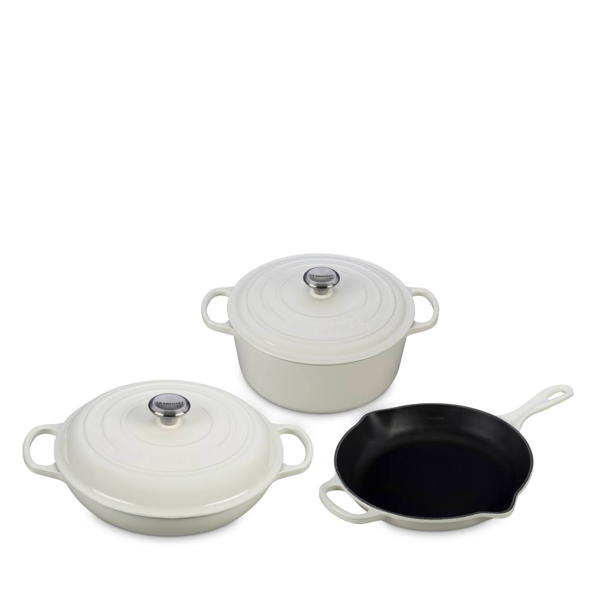 Le Creuset 5 pc. Cast Iron Set - White