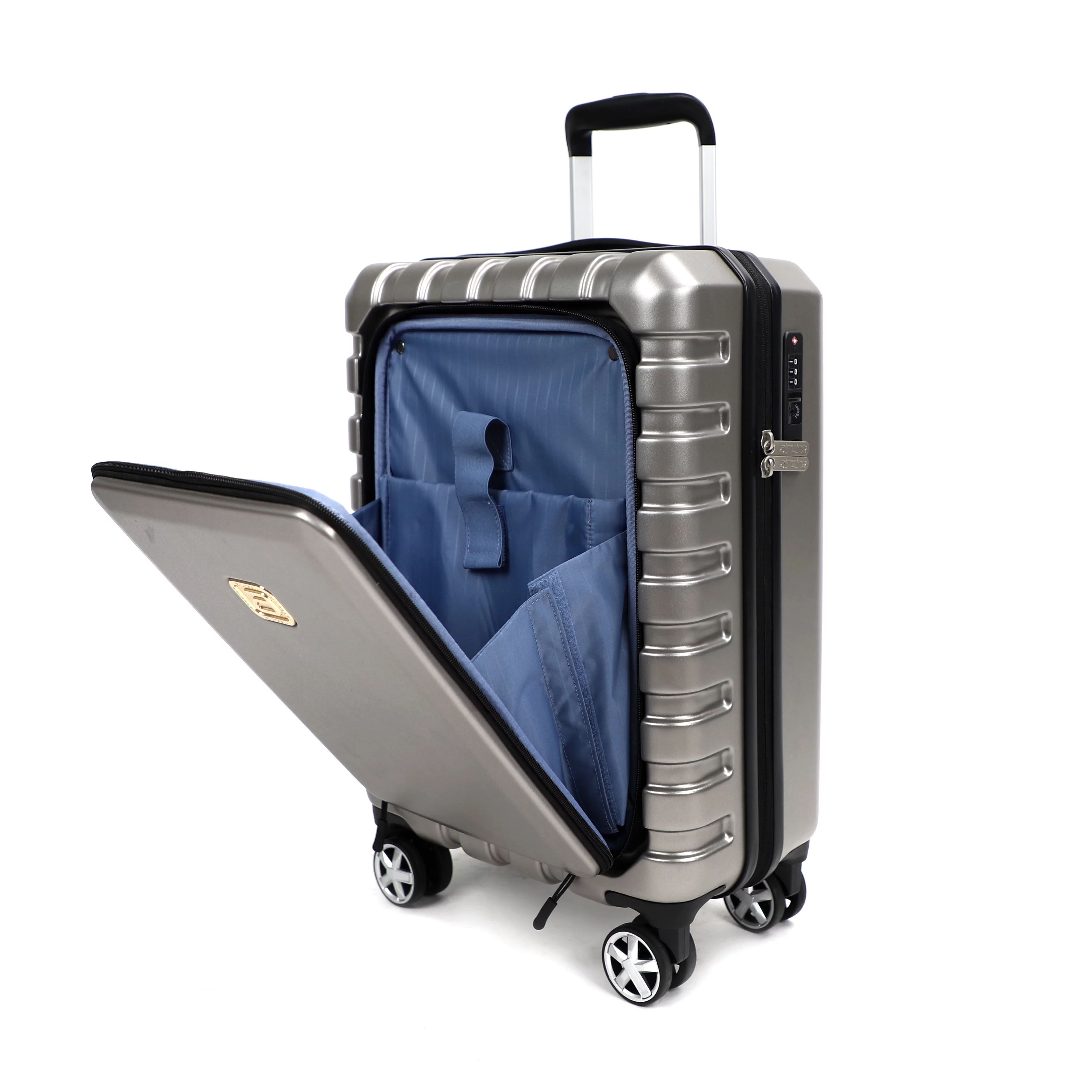 AIRLINE Hardside Carry on Luggage with Front Opening Spinner Wheel 20",Gold