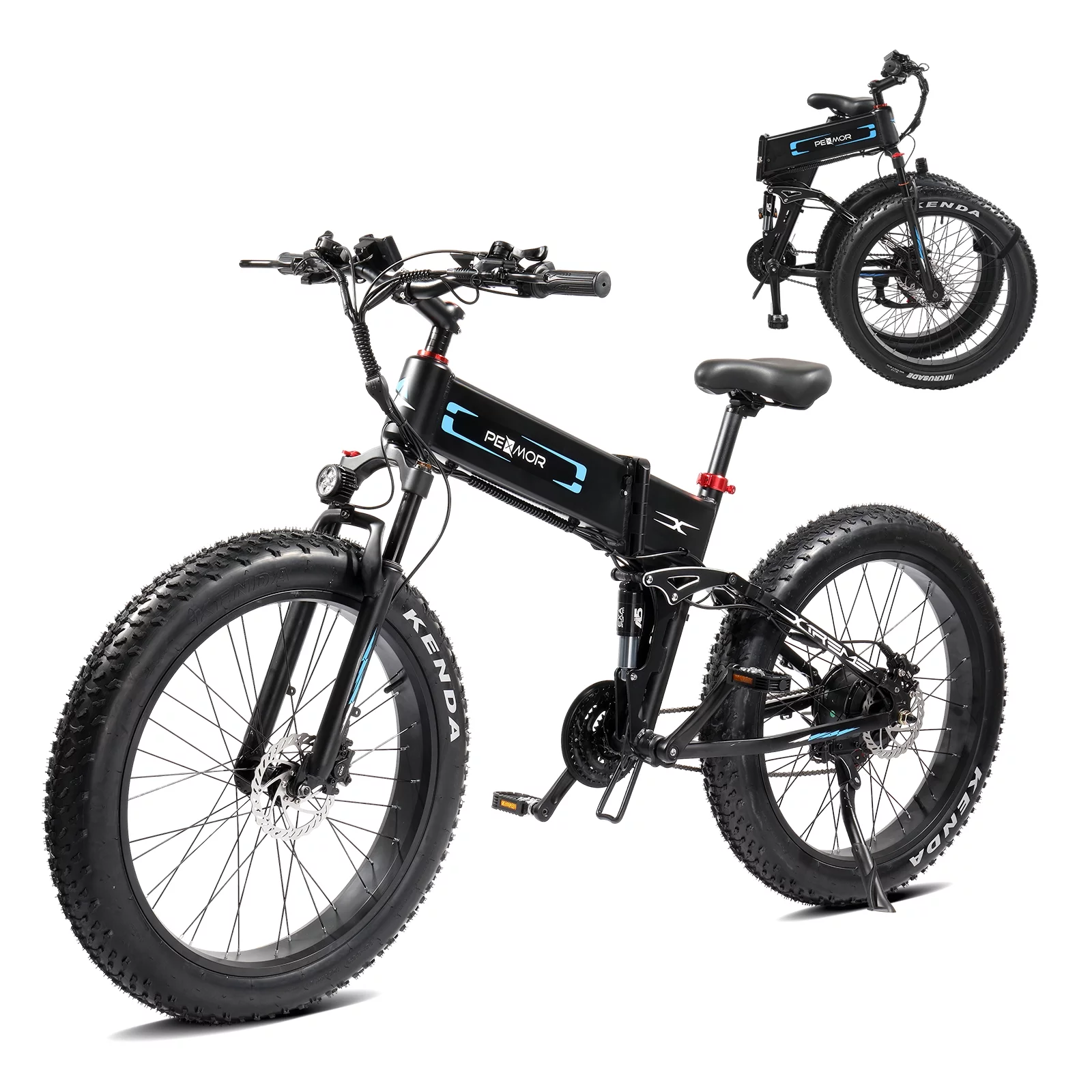 PEXMOR Electric Bike for Adults, 750W  48V 12AH Removable Battery 26" Fat Tire Folding Ebike Adult Electric Bicycle