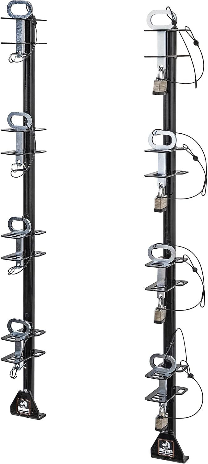 Buyers Products LT14 4-Channel Landscape Trimmer Edger Locking Rack for Commercial Trailers & Trucks Holds 4 Yard Lawn Weed Whackers Tools