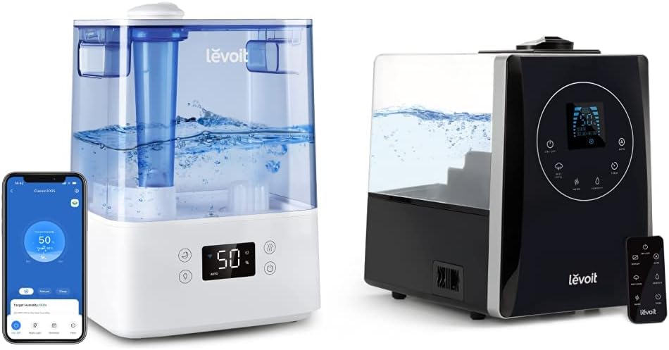 LEVOIT Classic300S Ultrasonic Smart Top Fill Humidifier, Extra Large 6L Tank for Whole Family & LV600HH 6L Warm and Cool Mist Ultrasonic Humidifier