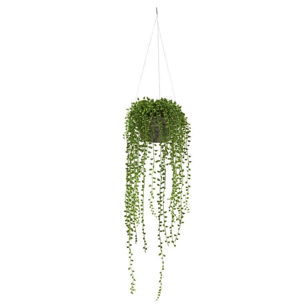 Nearly Natural Indoor String of Pearl Artificial Plant Hanging Basket