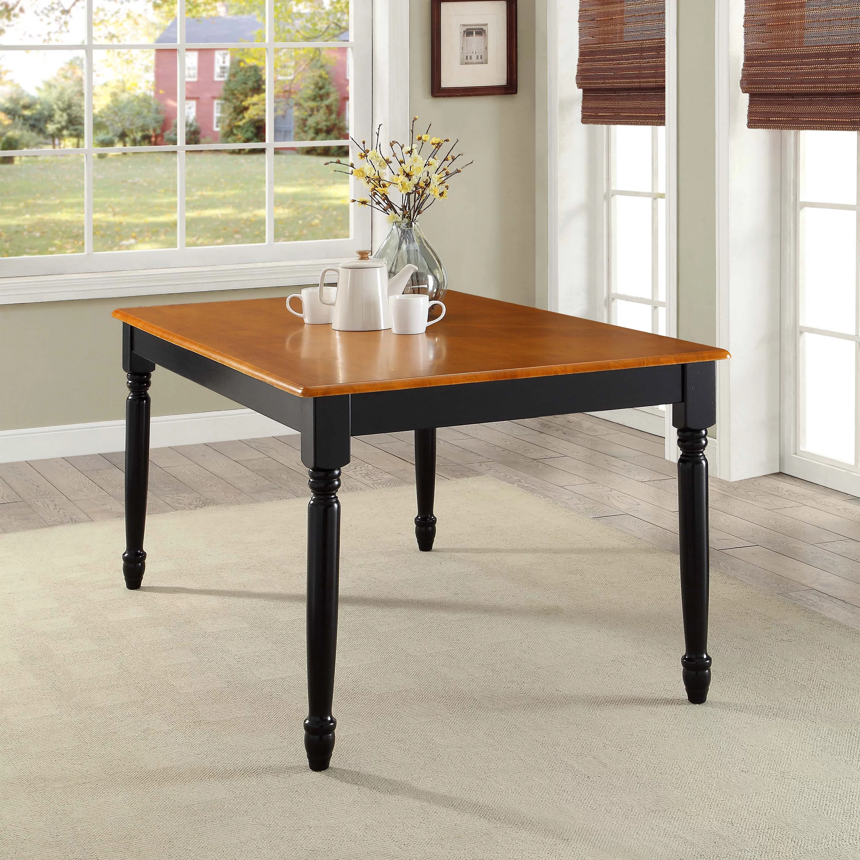 Better Homes and Gardens Autumn Lane Farmhouse 6-Piece Dining Set Bundle, Black and Oak