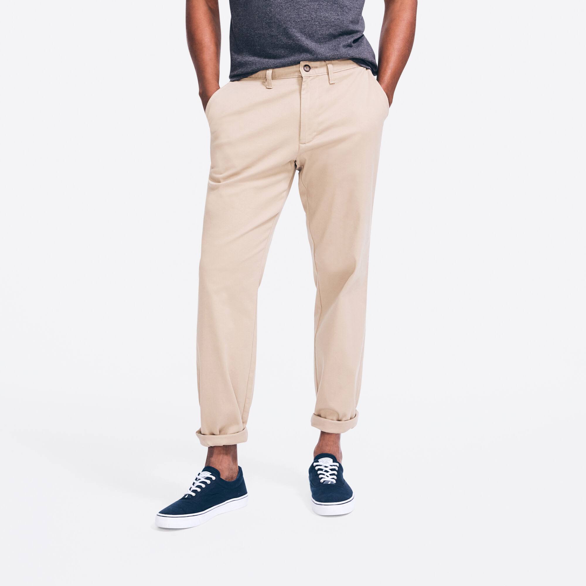 Nautica Men&s Classic Fit Flat Front Deck Pant True Khaki, 33x30