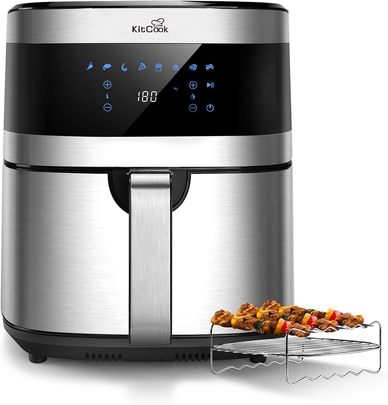 KitCook Large Air Fryer XL with Stainless Steel Basket, 6.8QT Air Fryers Oven with LED Screen