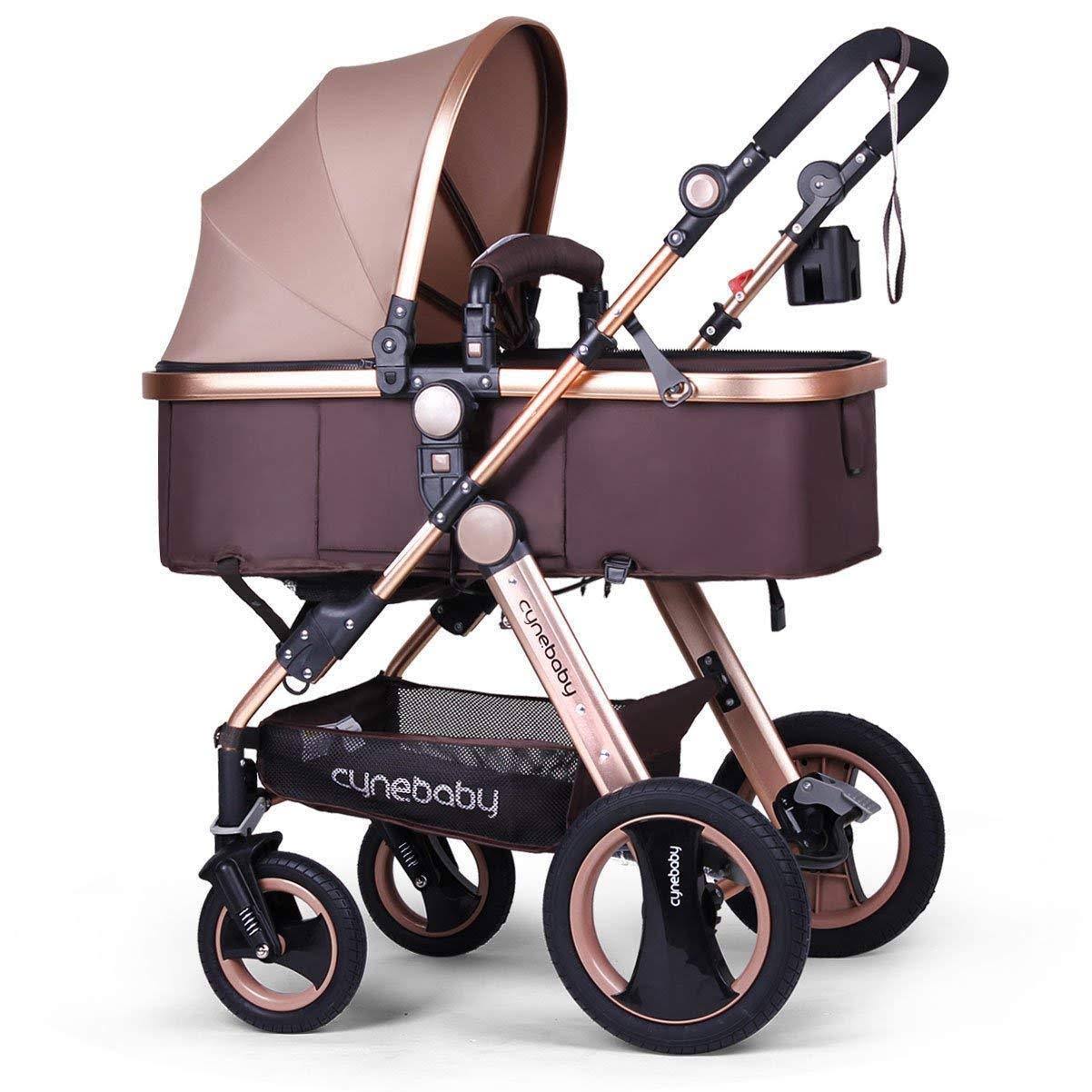 Infant Baby Stroller for Newborn and Toddler - Cynebaby Convertible Bassinet Stroller Compact Single Baby Carriage Toddler Seat Stroller Luxury Pram