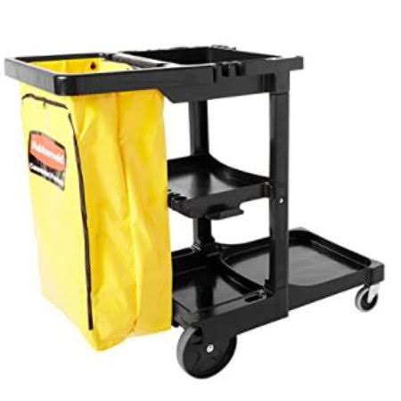 Rubbermaid Cleaning Cart w/Zippered Bag, Black (3 Shelves)