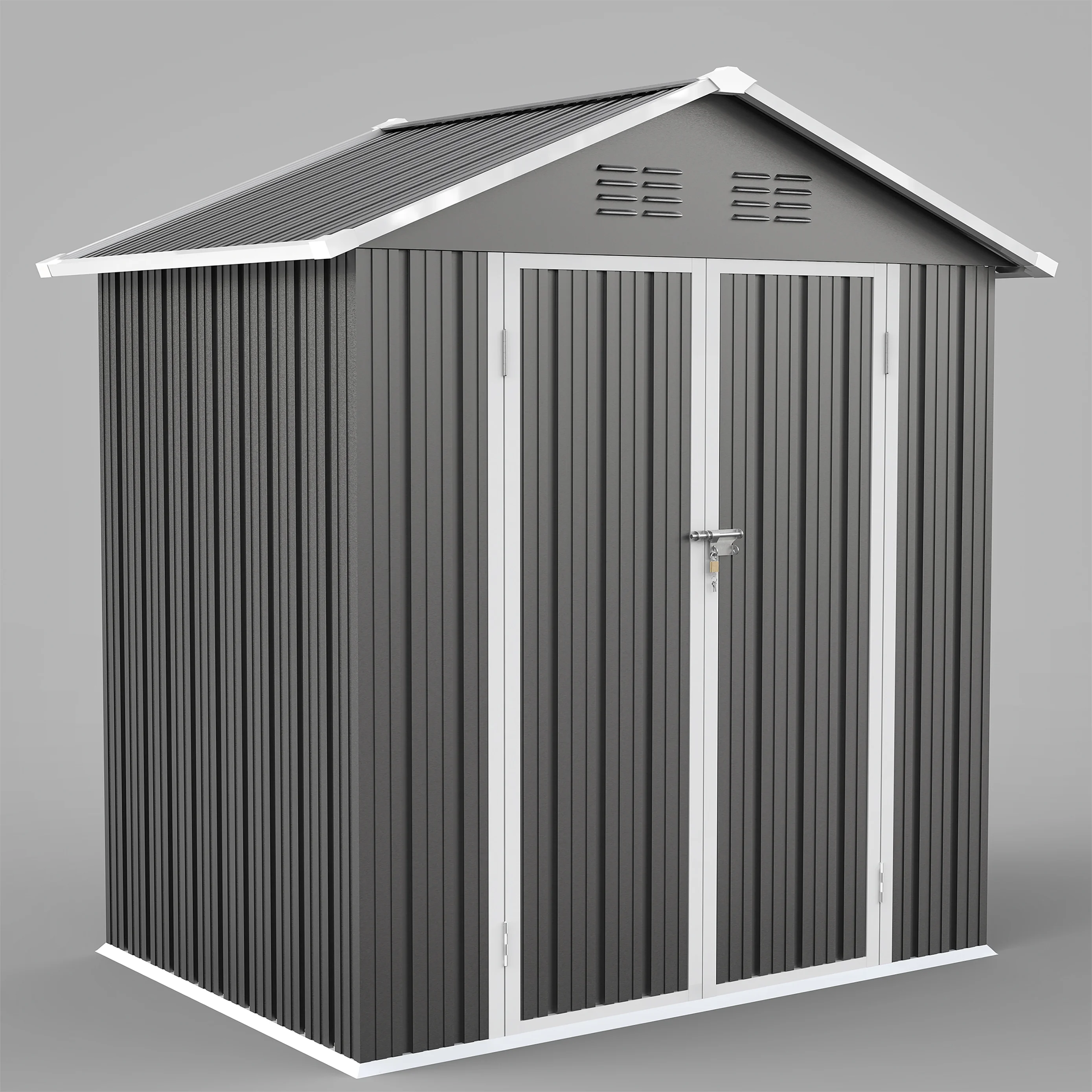 6' x 4' Outdoor Metal Storage Shed, Tools Storage Shed, Galvanized Steel Garden Shed with Lockable Doors, House Outdoor Storage Shed for Backyard