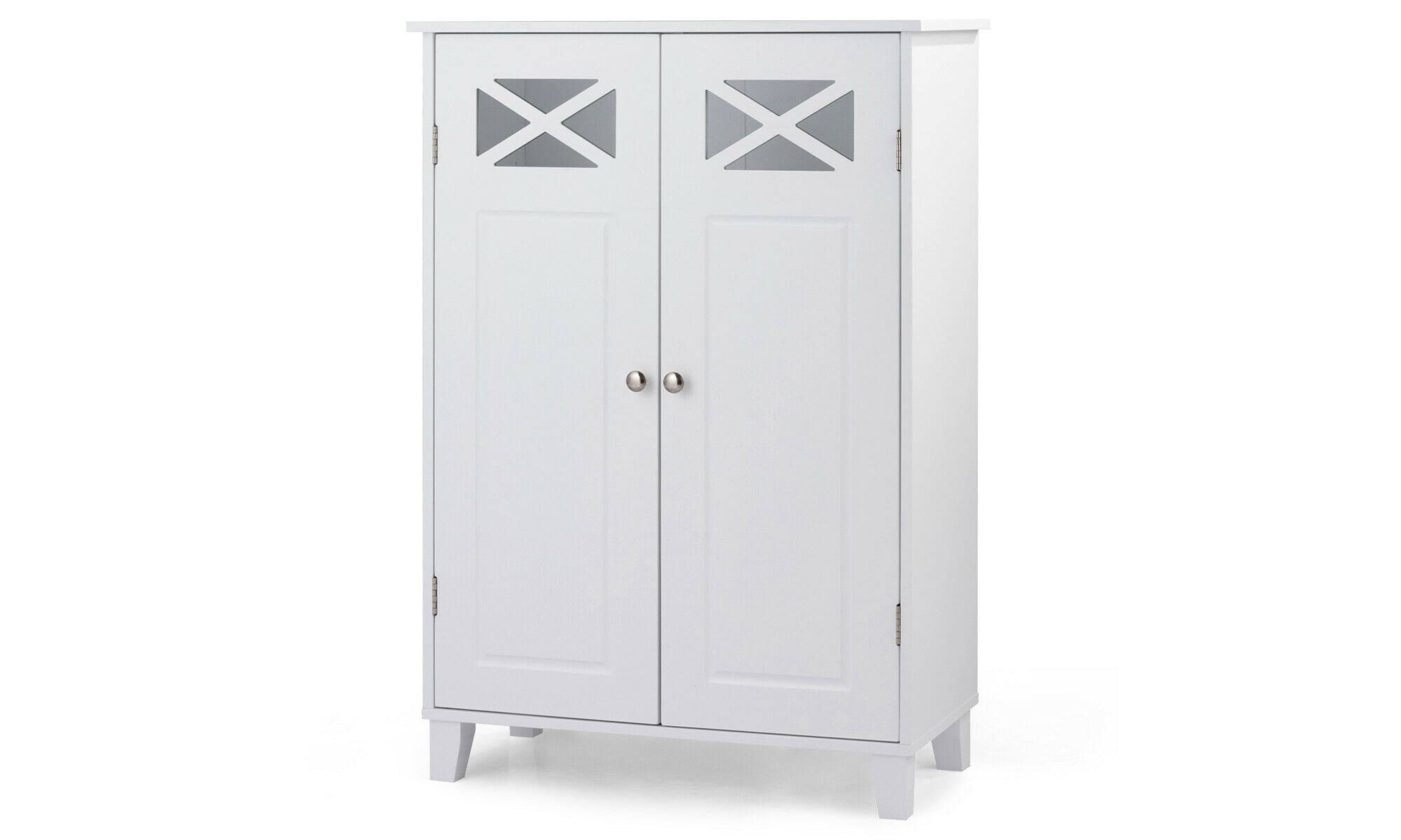 Costway Free Standing Bathroom Cabinet Double Doors Wooden Organizer Floor Storage White Large 88219285