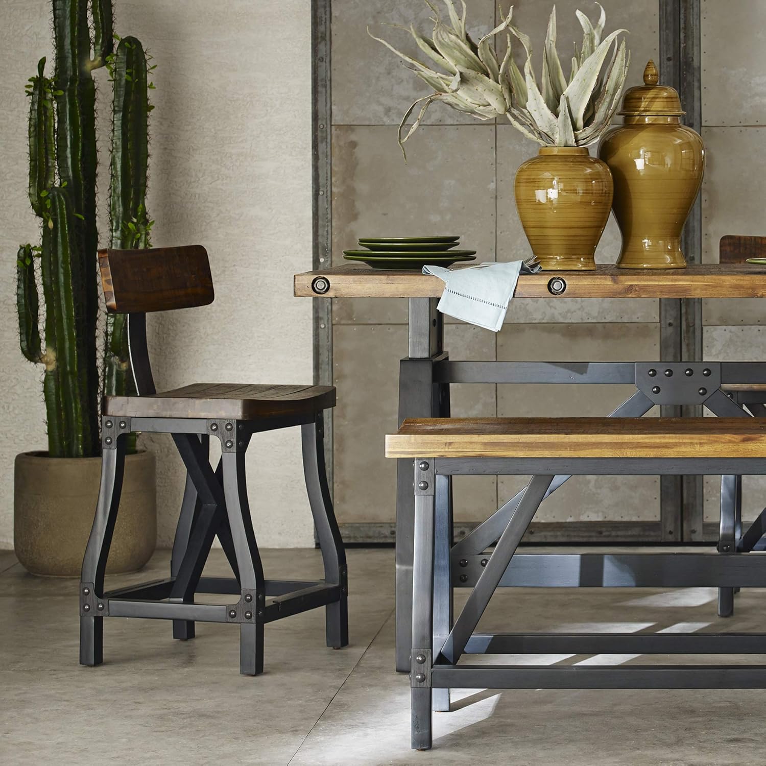 Ink+Ivy Lancaster Counter Stools, Contour Seat, Removable Backrest Modern Industrial Counter-Height Kitchen Chair, Solid Wood