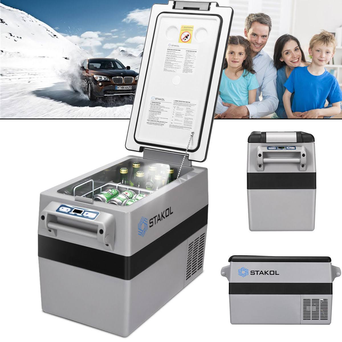 44 Quarts Portable Electric Car Cooler Refrigerator/Freezer Compressor Camping - Black + Gray