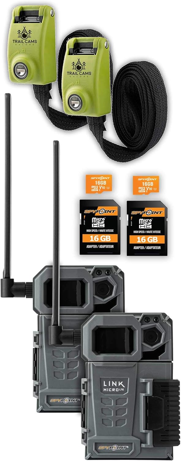 SPYPOINT Link-Micro-LTE Twin Pack of Cellular Trail Cameras 10MP with Two Micro SD Cards and Two Reinforced Straps (Link Micro LTE-V)