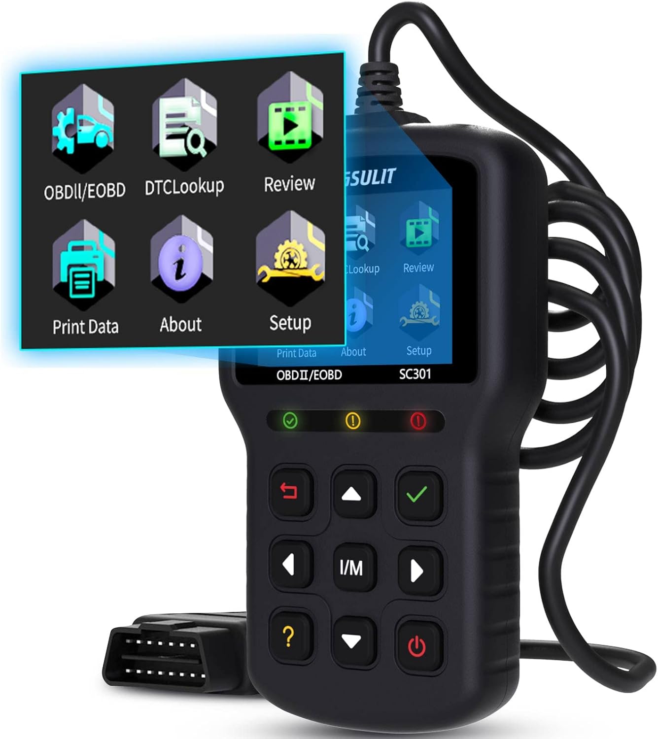 Car Code Reader CGSULIT SC301 OBD2 Scanner Check Engine Light with Reset Full OBDII Functions Generic Vehicle Diagnostic Scan Tool for Smog Check