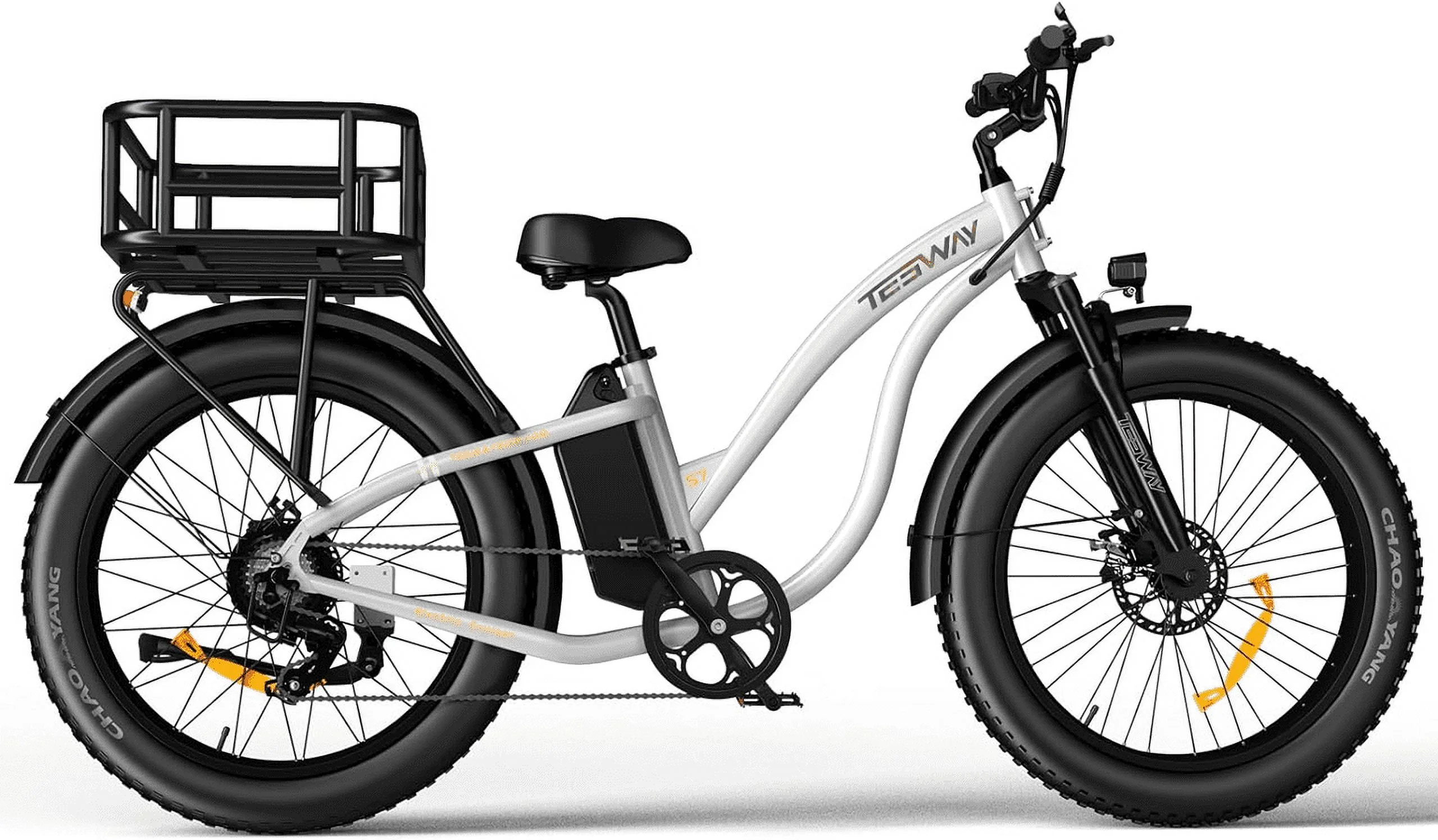 TESWAY S7 Fat Tire Electric Bike, 48V 20AH Long Range E Bike For Adults,【Advanced Adjustable Stem】26 X4.0" Snow Beach Mountain Electric Cruiser Bike
