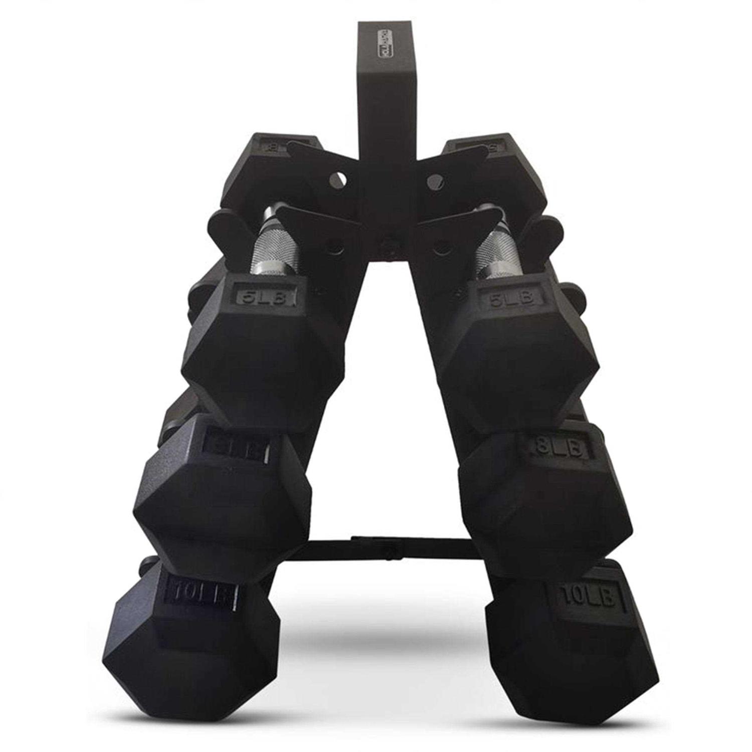 HolaHatha Hexagonal Dumbbell Free Hand Weight Set w/Rack - Sports Supplies Online Store