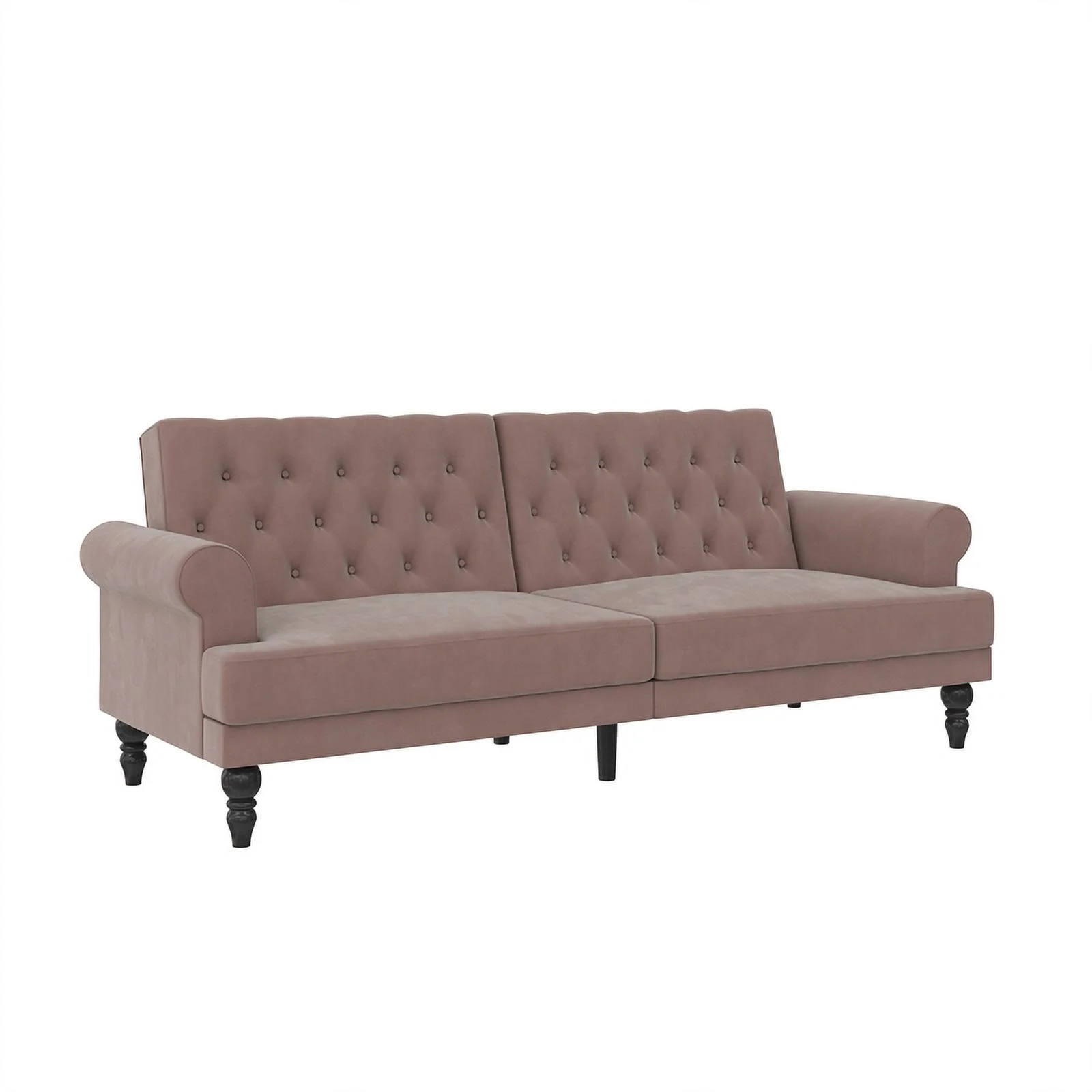 Pemberly Row Modern / Contemporary Upholstered Futon in Blush Velvet
